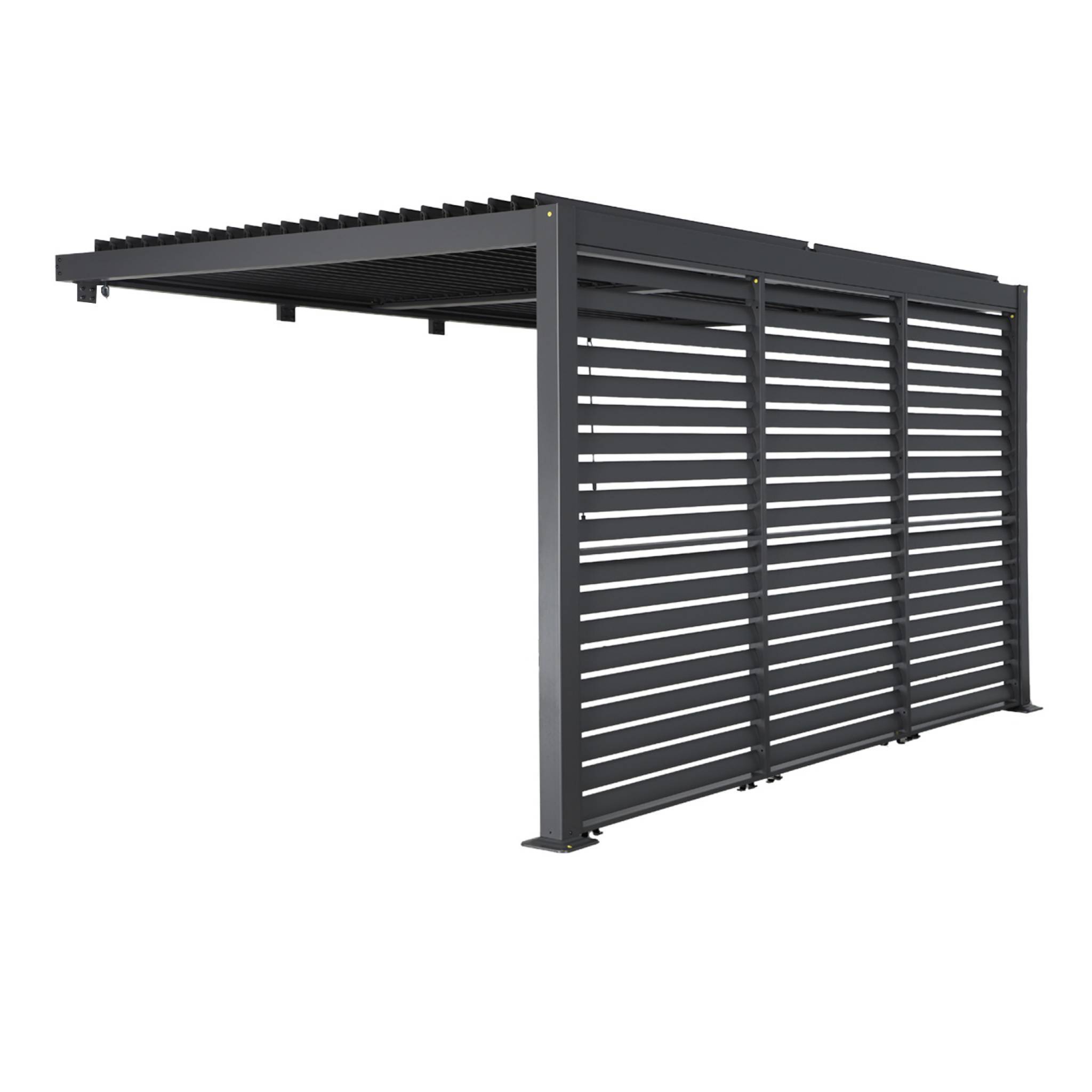 sweeek - Pergola bioclimatique aluminium adossée 4x3m anthracite + 3 persiennes 130cm Palace | sweeek - Image 2