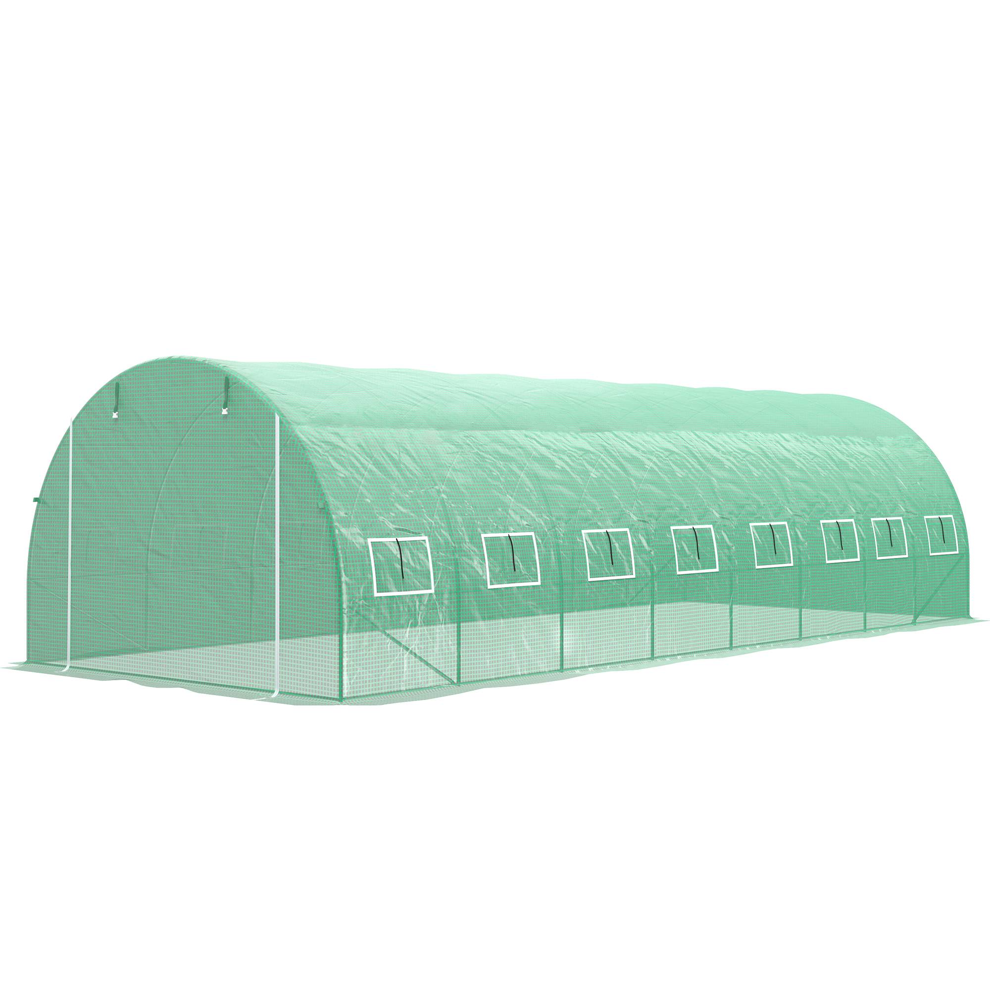 Serre Tunnel de Jardin 24 m² 8 x 3 x 2 m, Acier Galvanisé, Bâche PE, Porte et 16 Fenêtres - Image 2