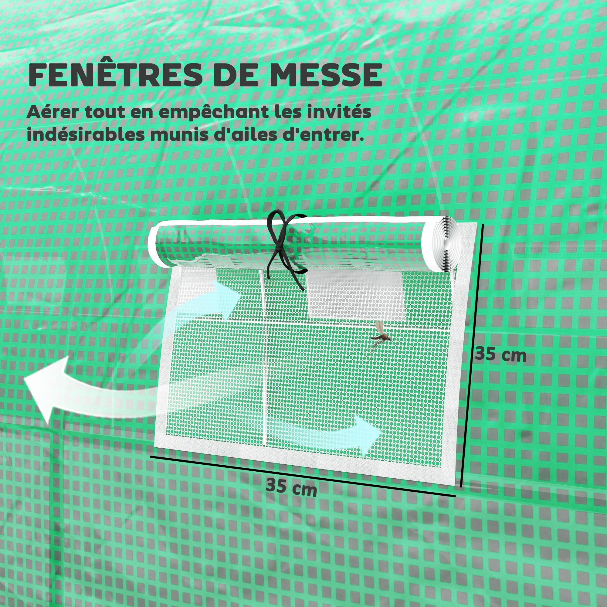 Serre Tunnel de Jardin 24 m² 8 x 3 x 2 m, Acier Galvanisé, Bâche PE, Porte et 16 Fenêtres - Image 8
