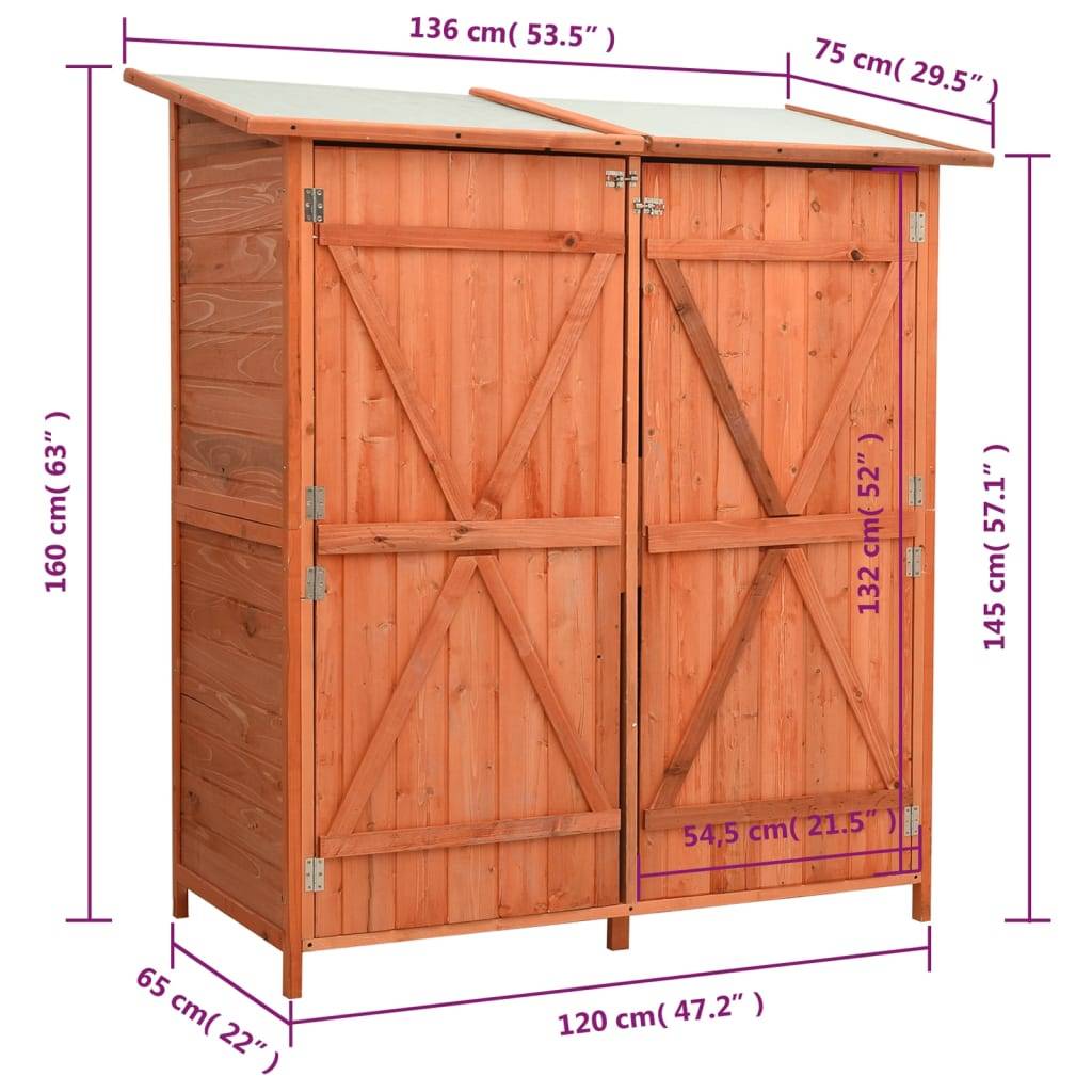 Helloshop26 - Abri de jardin cabane cabanon maison de stockage remise extérieur hangar outils robuste 136 x 75 x 160 cm Bois de sapin massif marron - Imagen 9