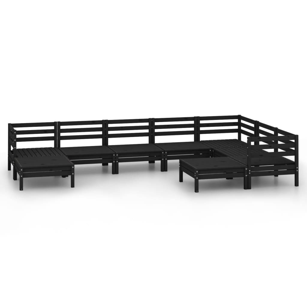 Helloshop26 - Salon de jardin meuble d'extérieur ensemble de mobilier 9 pièces bois de pin massif noir - Imagen 1