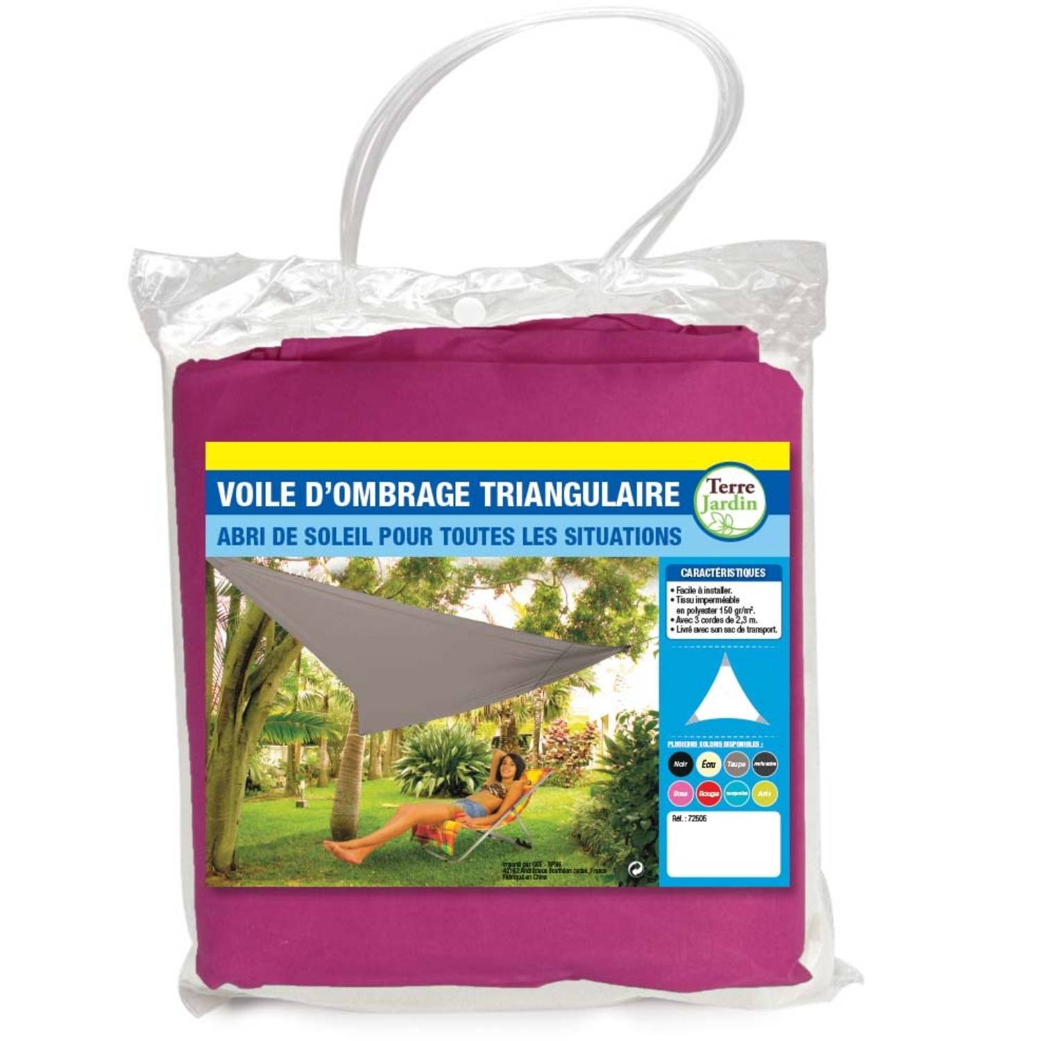 Terre Jardin - Voile d'ombrage triangulaire 5 mètres Rose - Imagen 1