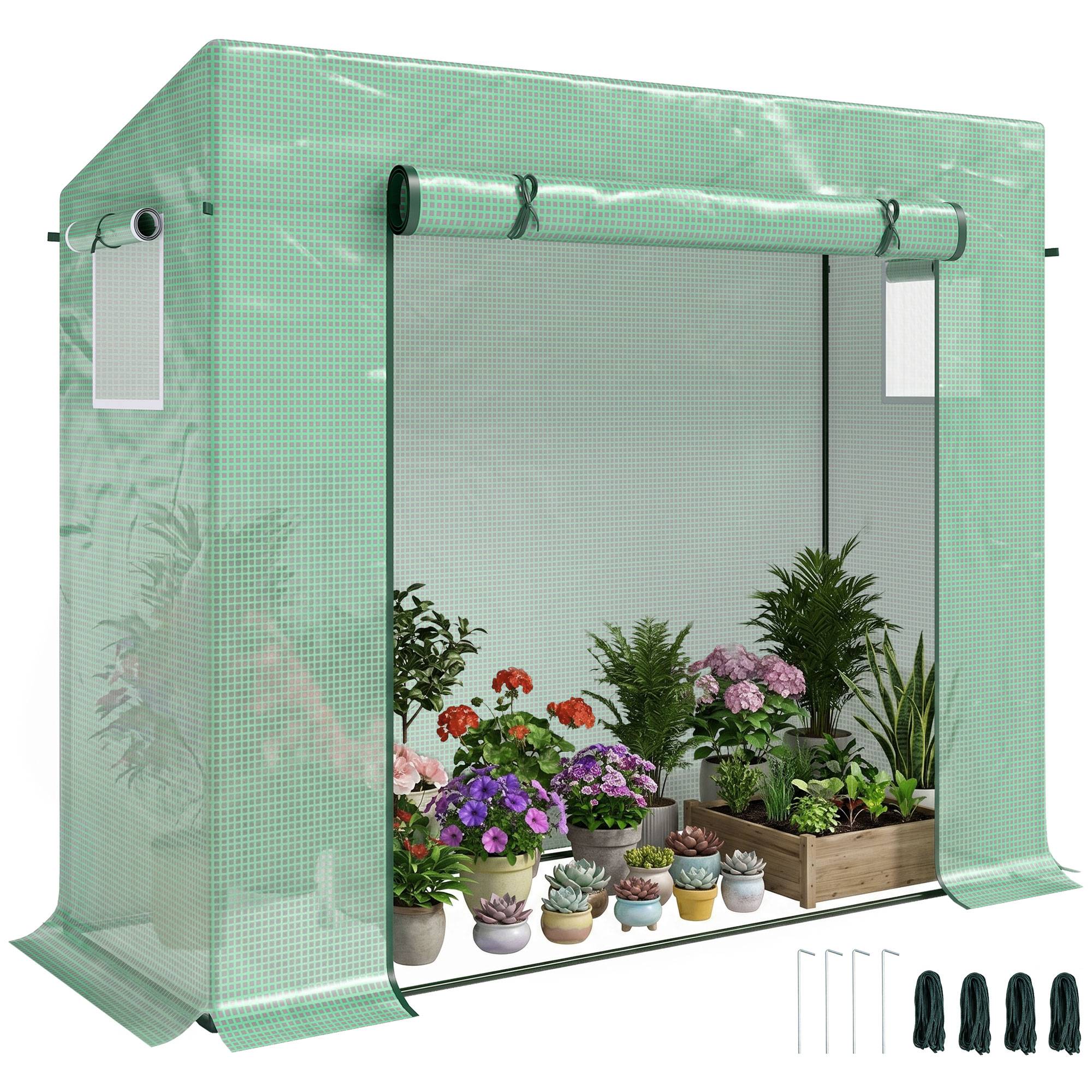 Serre de Jardin Acier pour Tomates et Fleurs avec Porte Enroulable 200x76x168 cm Vert - ComfortXL Outdoor Living - Image 1