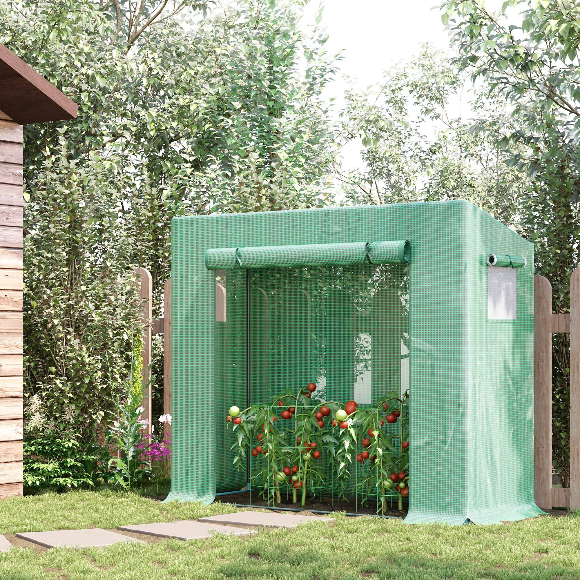Serre de Jardin Acier pour Tomates et Fleurs avec Porte Enroulable 200x76x168 cm Vert - ComfortXL Outdoor Living - Image 3
