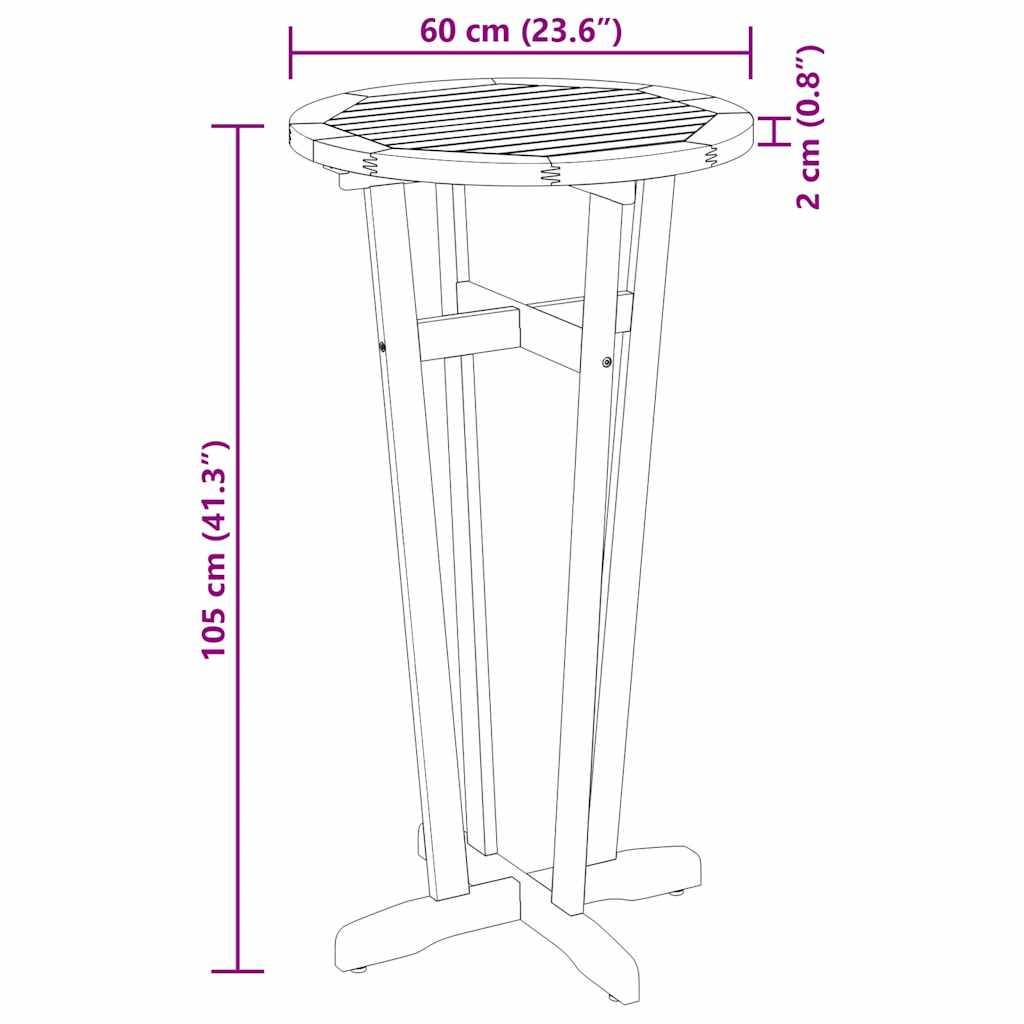 Table de bar de jardin bois d'acacia Ø 60 x 105 cm - PANGIVO - Image 10