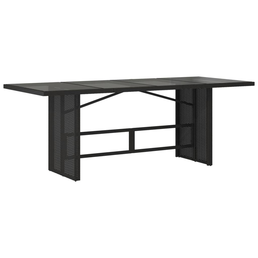 Table de jardin résine tressée verre trempé noir 190 x 80 x 75 cm - PANGIVO - Image 2