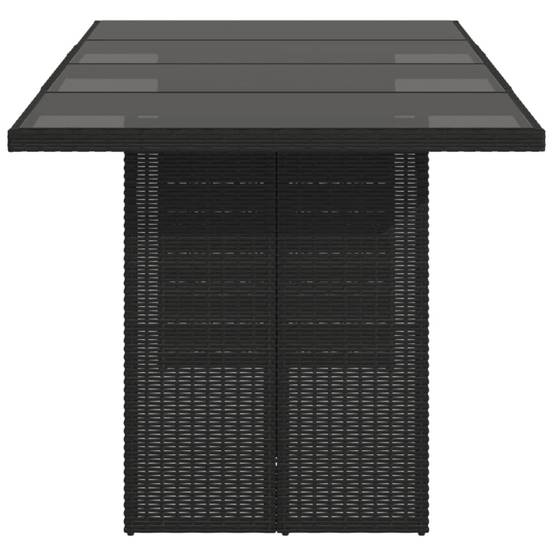 Table de jardin résine tressée verre trempé noir 190 x 80 x 75 cm - PANGIVO - Image 5