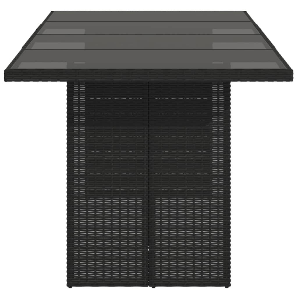 Table de jardin résine tressée verre trempé noir 190 x 80 x 75 cm - PANGIVO - Image 5