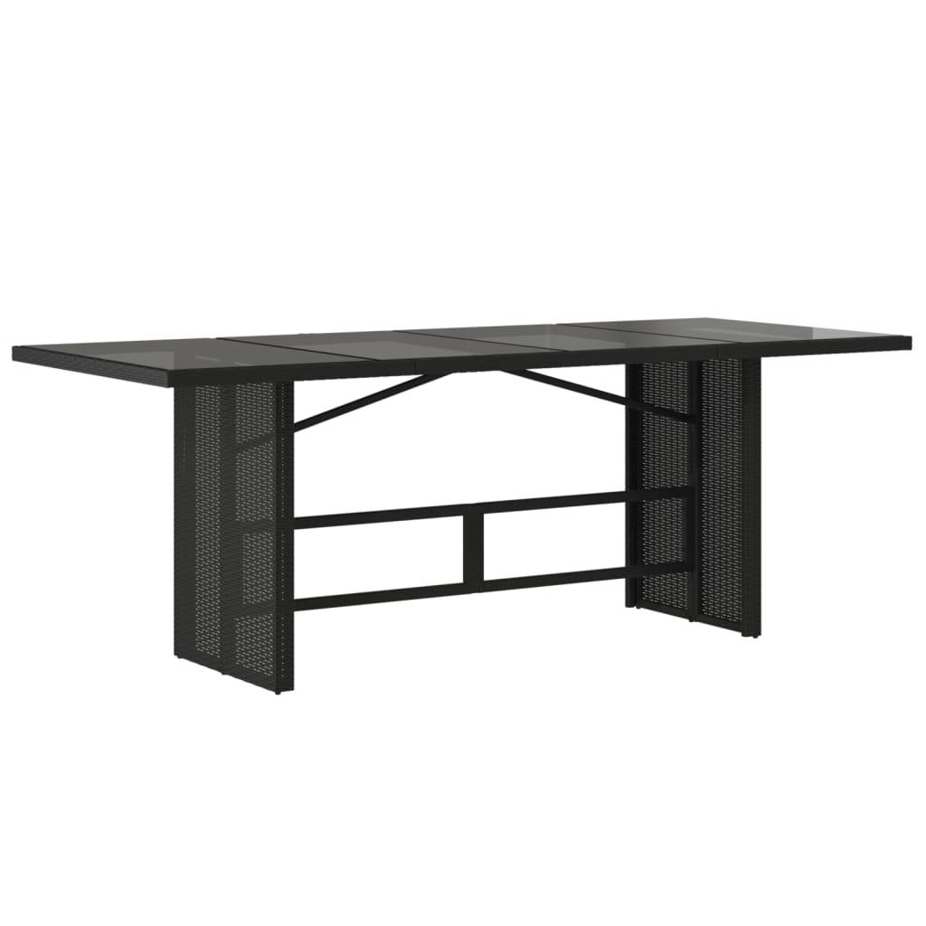 Table de jardin résine tressée verre trempé noir 190 x 80 x 75 cm - PANGIVO - Image 6