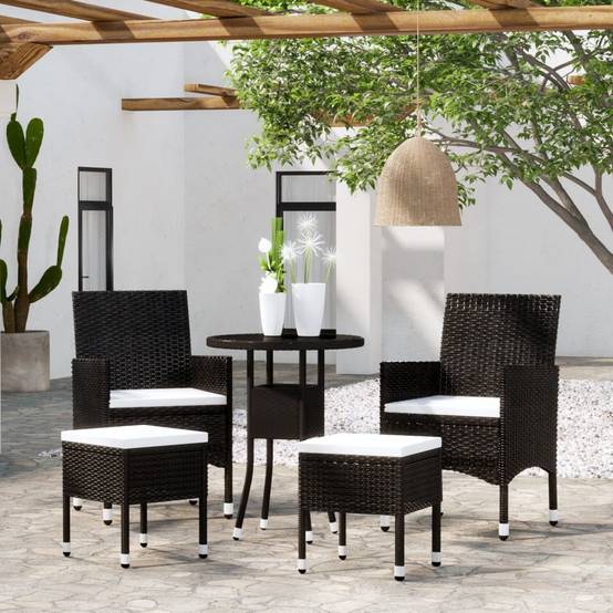 ComfortXL - Salon de Jardin 5 Pièces Rond Résine Tressée avec Tabourets Noir – ComfortXL Outdoor Living - Image 1