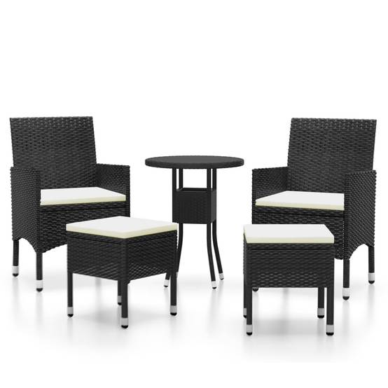 ComfortXL - Salon de Jardin 5 Pièces Rond Résine Tressée avec Tabourets Noir – ComfortXL Outdoor Living - Image 2