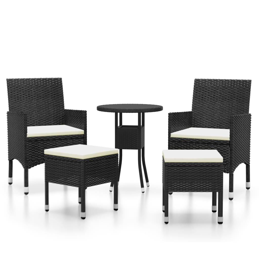 ComfortXL - Salon de Jardin 5 Pièces Rond Résine Tressée avec Tabourets Noir – ComfortXL Outdoor Living - Image 2