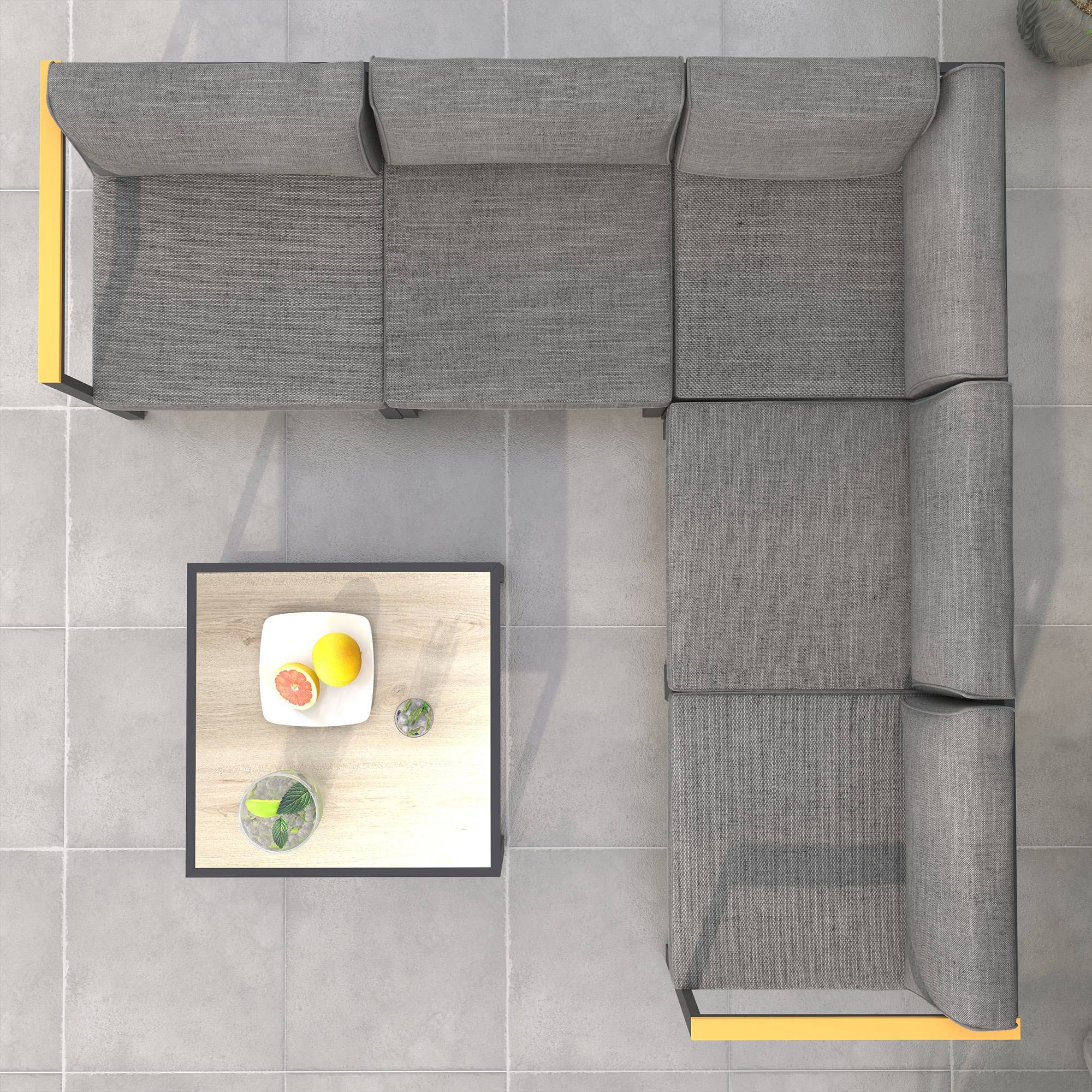 Outsunny - Ensemble Salon de Jardin d'angle extérieur 6 places grand confort aluminium - Outsunny - Image 4