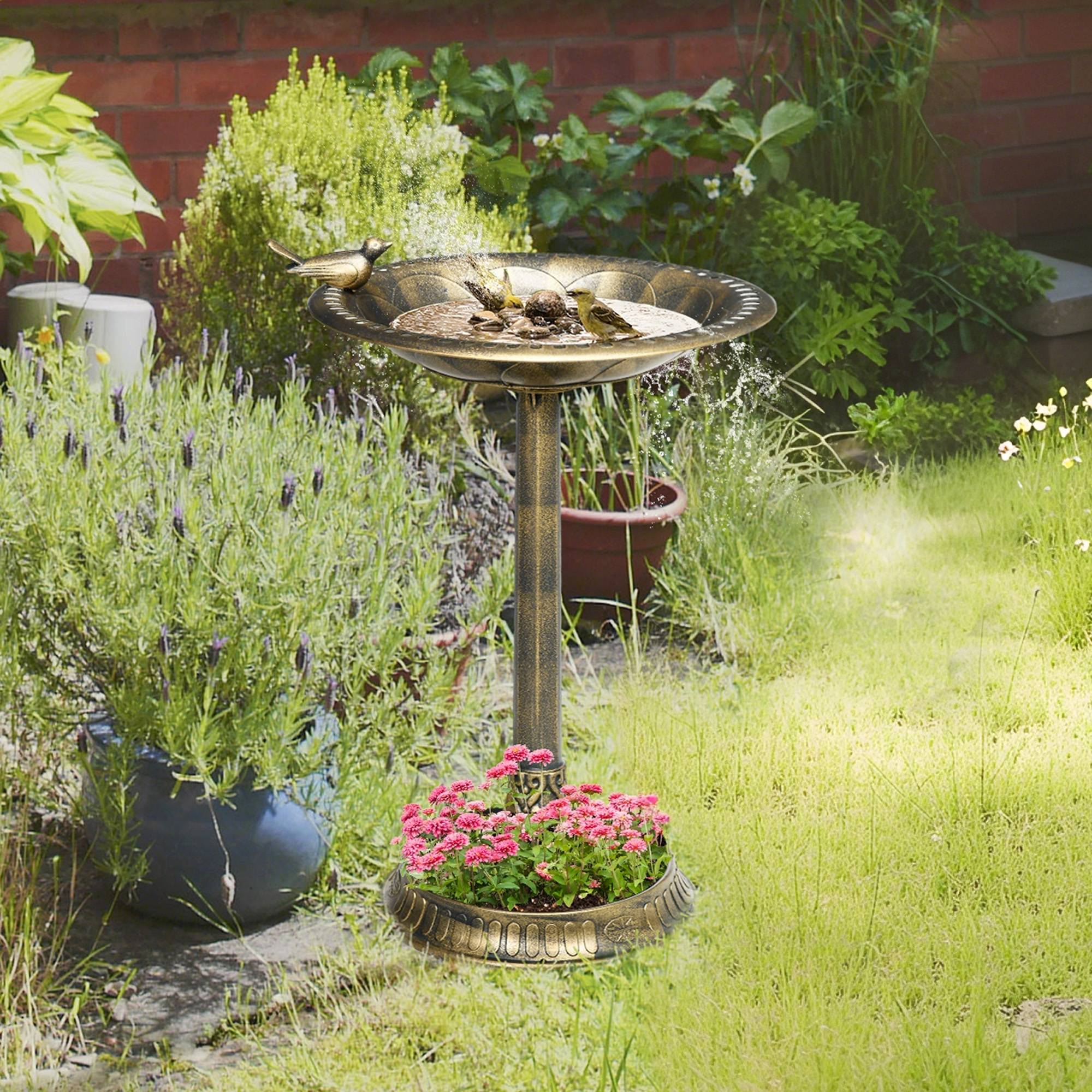 Maison Chic - Bain d'oiseaux Abreuvoir, mangeoire pour Oiseaux jardinière 2 en 1 Ø 50 x 72cm polypropylène Bronze Antique - Image 2