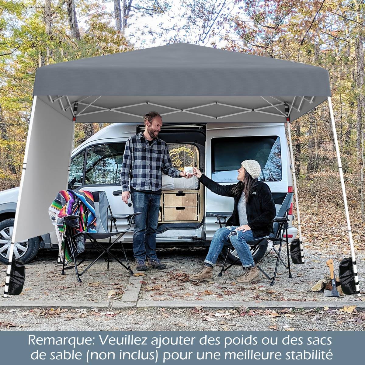 Tonnelle de Jardin 3x3M Tente Réception Pliant avec Sac à Dos Portable Protection Solaire Gris - Image 3