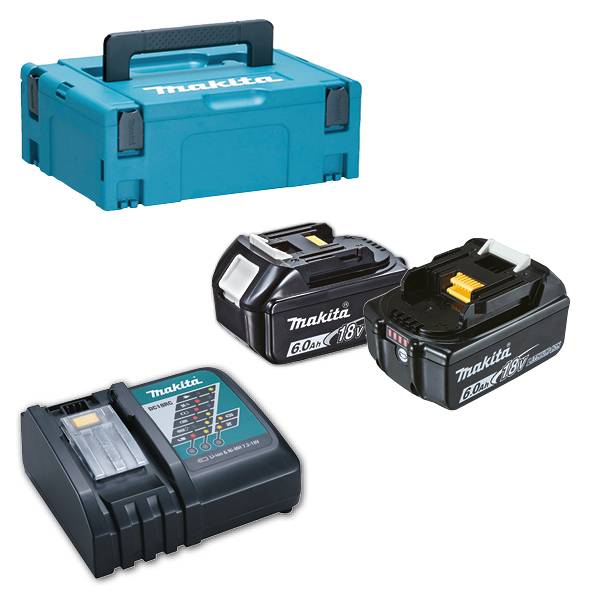 Pack Énergie 18V - 2 batteries BL1860B 6 Ah Li-Ion - MAKITA - avec 1 chargeur - MAKPAC - 198116-4 - Image 1