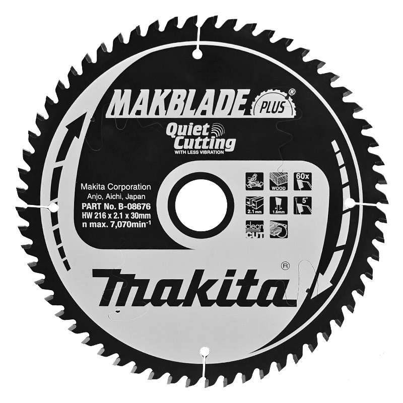 Makita - Lames Carbure Ø 216 mm MAKITA B-08676 Makblade Plus Bois 60 dents pour scies radiales et à onglets Makita