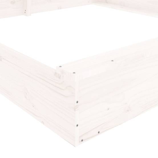 Bac à sable - Maison de jeu pour enfants avec sièges blanc carré bois de pin massif-JU12113 - Image 7