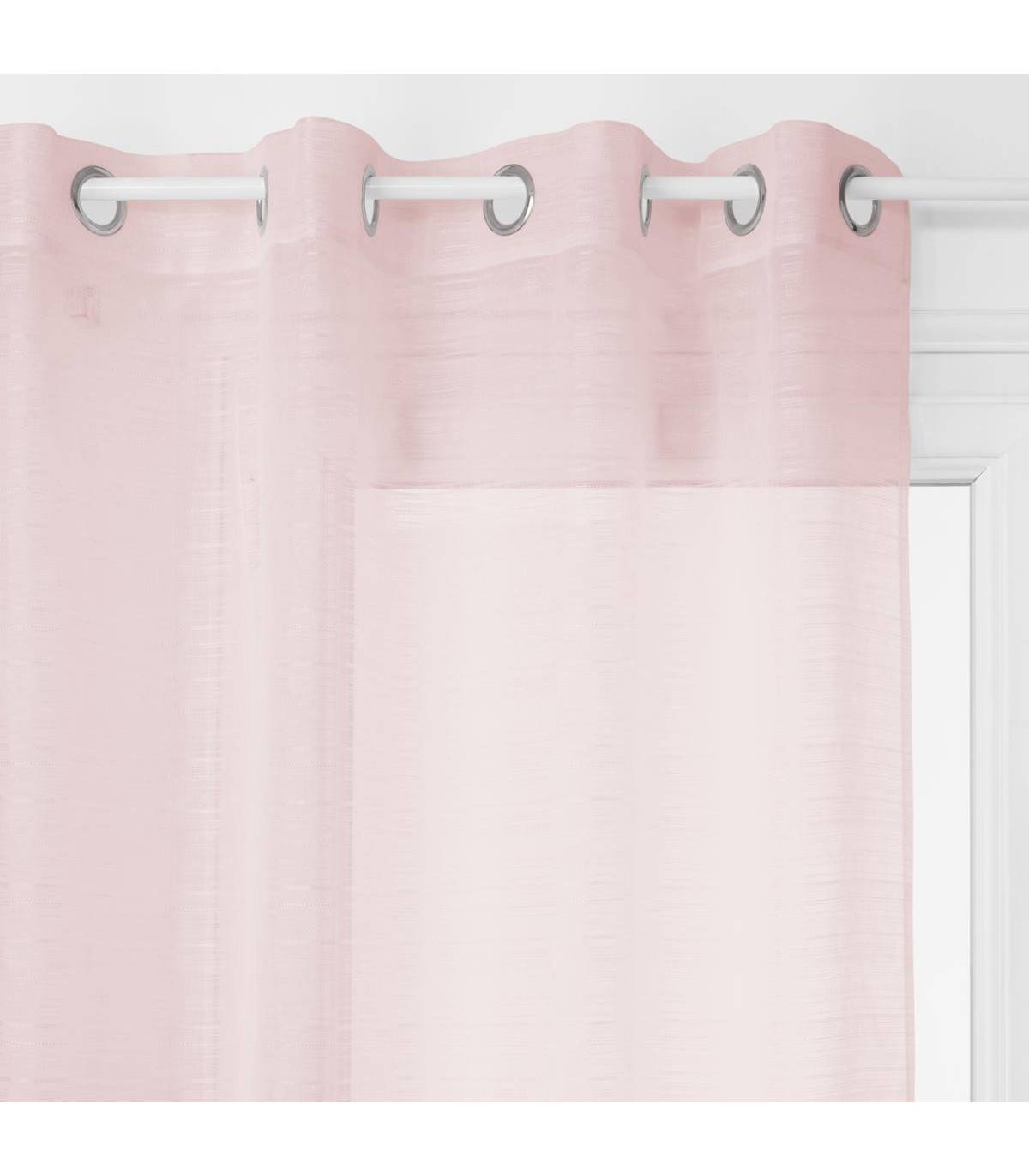 Voilage à œillets Rose tissage à rayures 140 x 240 cm - Imagen 1