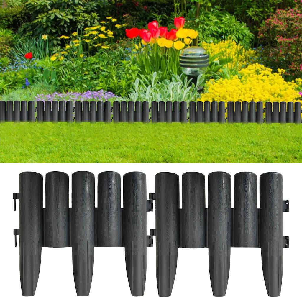 Bordure de pelouse effet rondins plastique aménagement 10m anthracite - ComfortXL Outdoor Living - Image 1