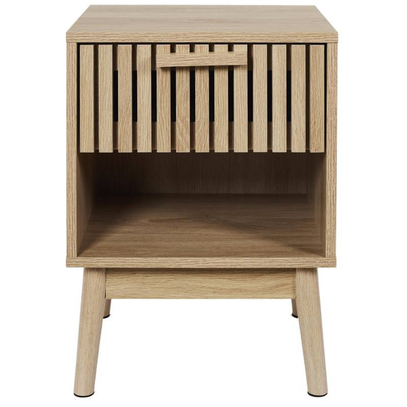 The Home Deco Factory - Table de chevet 1 tiroir Klaus effet tasseaux - Image 3