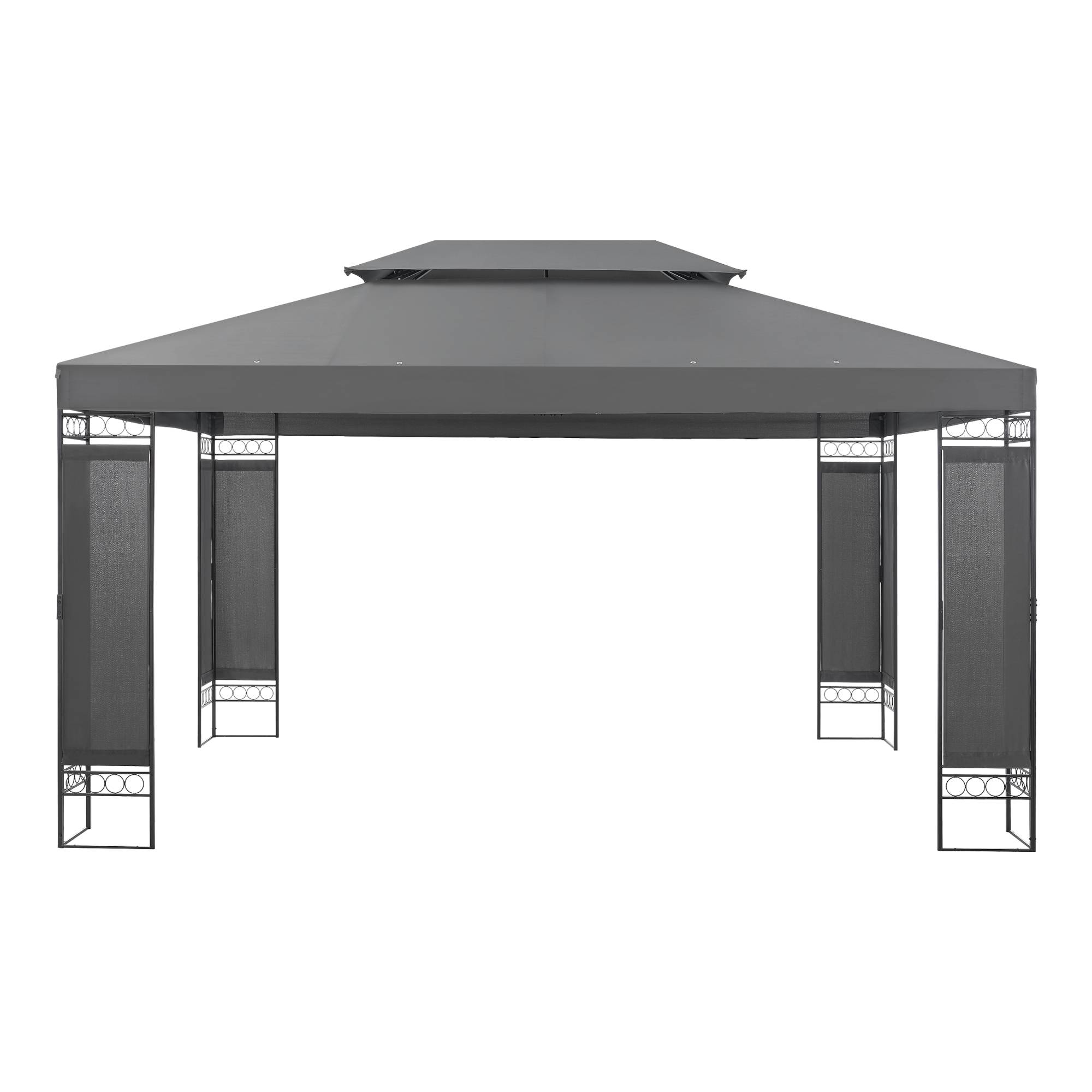 Tonnelle de jardin Lanciano avec structure en acier 400 x 300 x 265 cm gris foncé [en.casa] - Imagen 4