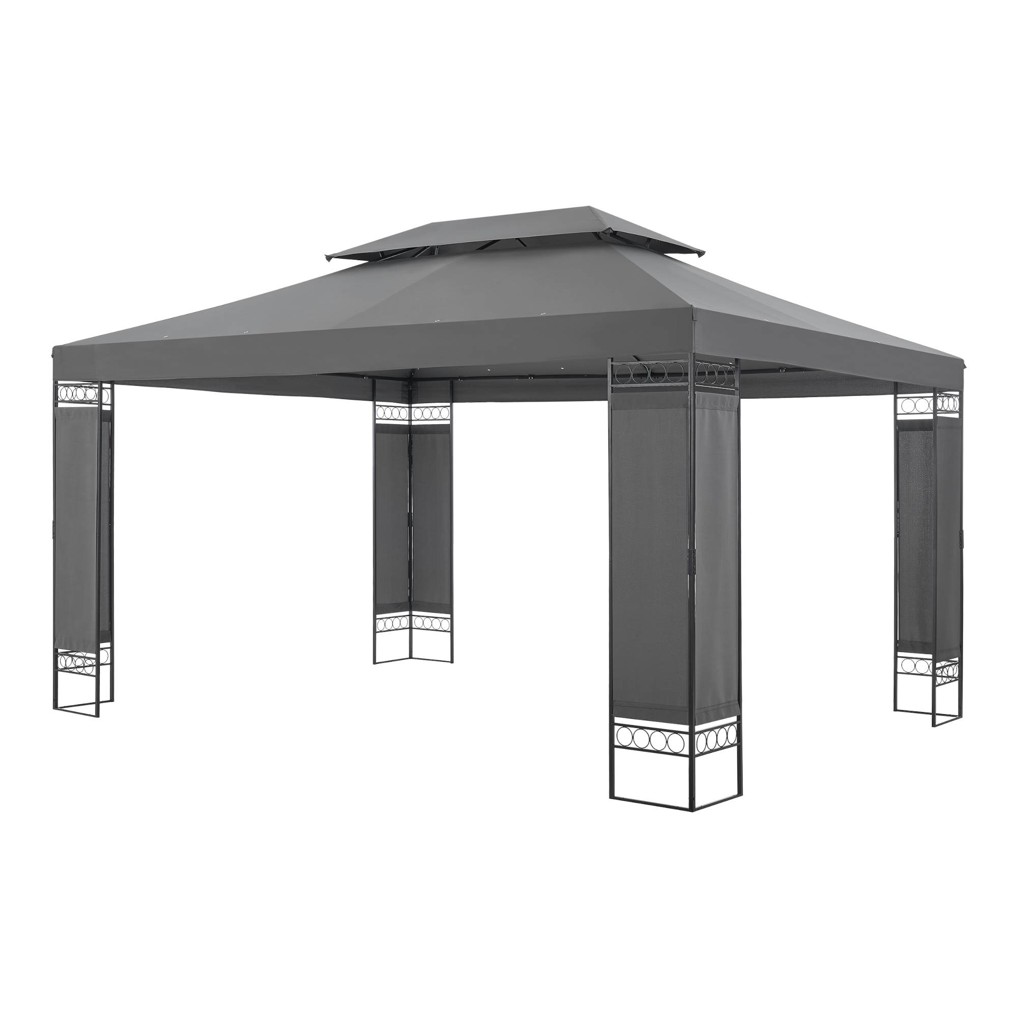 Tonnelle de jardin Lanciano avec structure en acier 400 x 300 x 265 cm gris foncé [en.casa] - Imagen 1