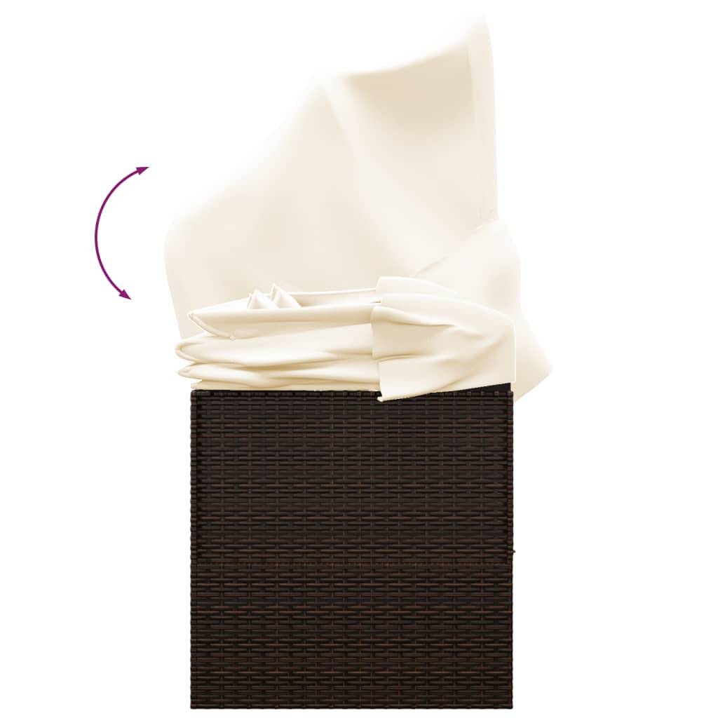 Lit de salon d'extérieur | Transat | Bain de soleil toit et coussins Marron Résine tressée - Image 7