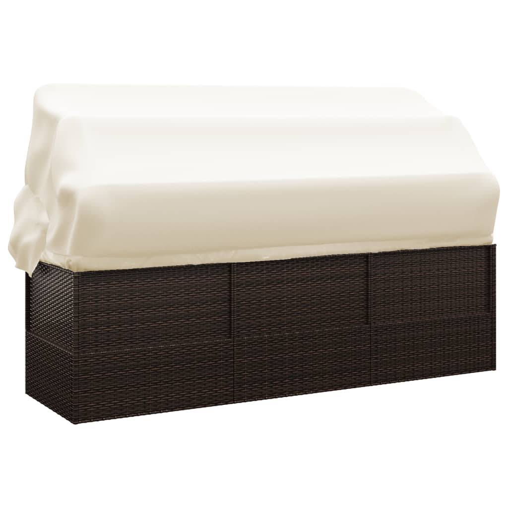 Lit de salon d'extérieur | Transat | Bain de soleil toit et coussins Marron Résine tressée - Image 5