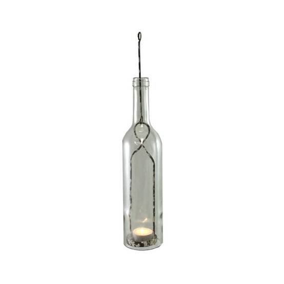 Photophore bouteille en métal et verre gris Ø.7 x 38.5 cm Chemin de campagne - Imagen 1