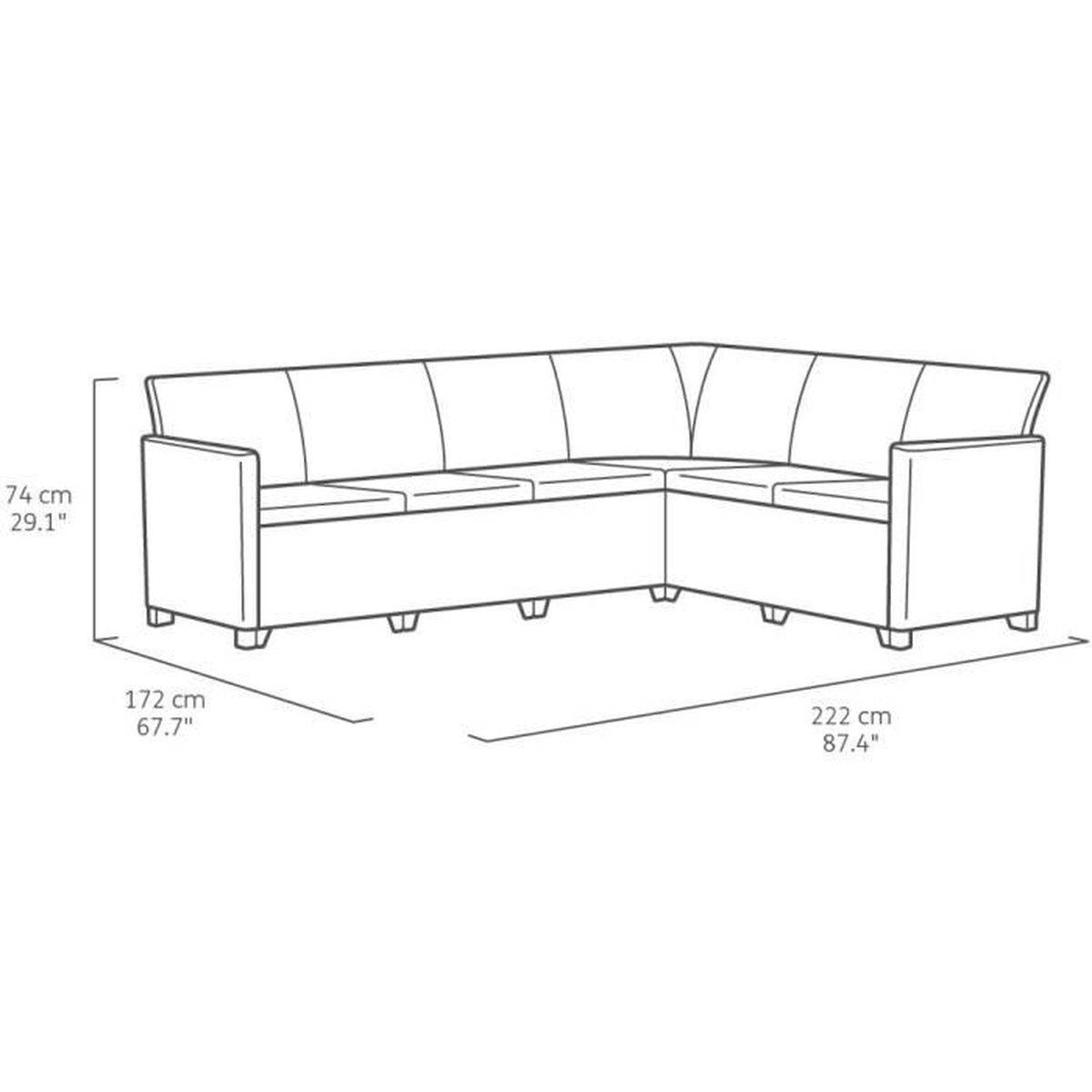 Salon d’angle extérieur 6 places gris graphite avec table basse 2 positions - ALLIBERT by KETER - Image 9