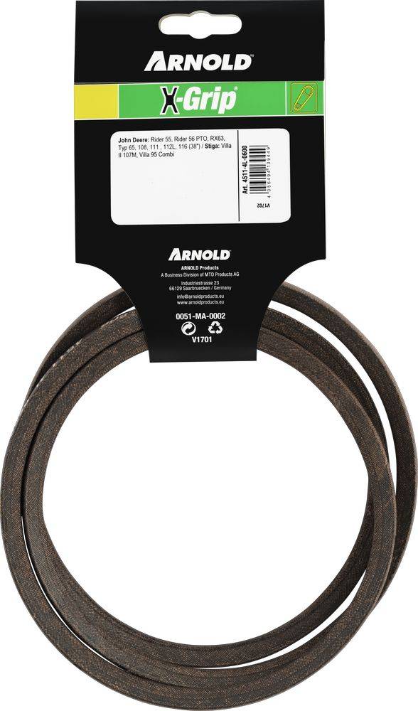 Arnold - Courroie trapézoïdale X-Grip V de type 4L600 Arnold - Imagen 4