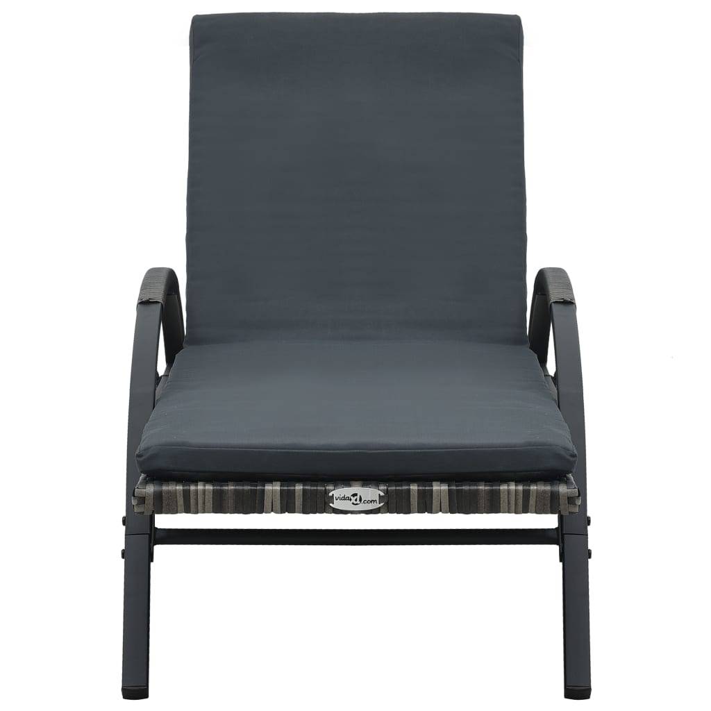 Helloshop26 - Lot de deux chaises longues transat 200 cm avec table résine tressée anthracite - Imagen 5