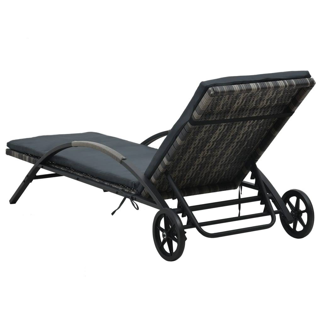 Helloshop26 - Lot de deux chaises longues transat 200 cm avec table résine tressée anthracite - Imagen 4