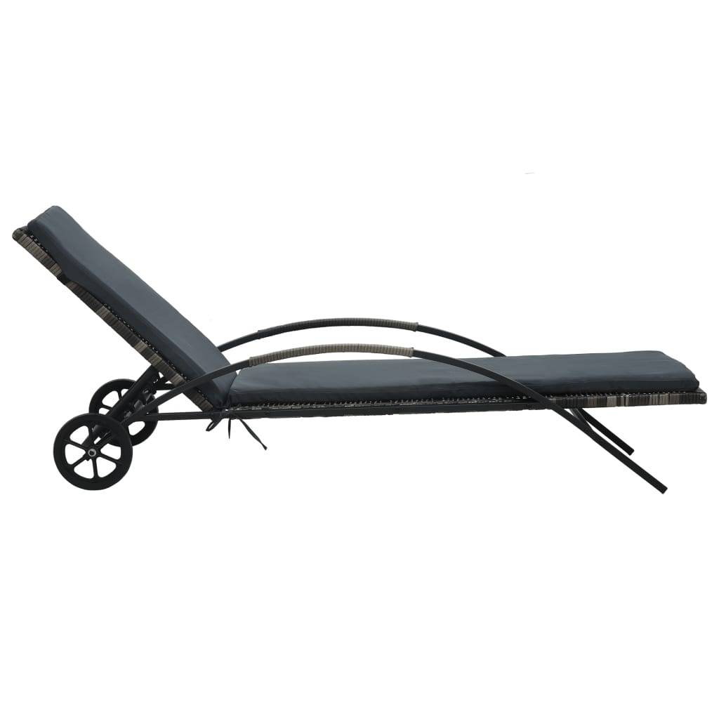 Helloshop26 - Lot de deux chaises longues transat 200 cm avec table résine tressée anthracite - Imagen 2