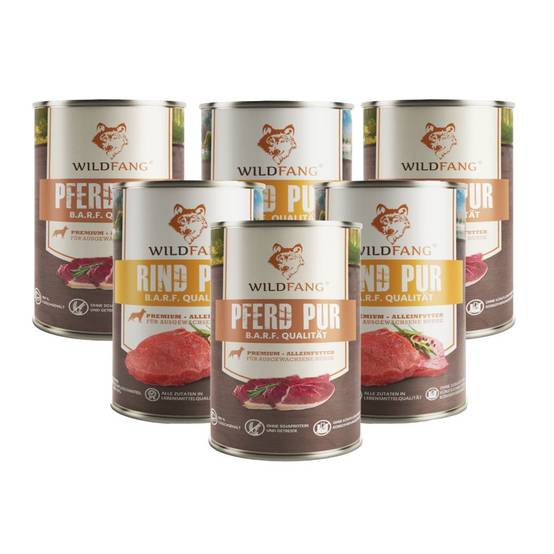 Wildfang - Wildfang - Mélange alimentaire humide 6 x 400g - Qualité du barf - Bœuf et cheval - Image 1