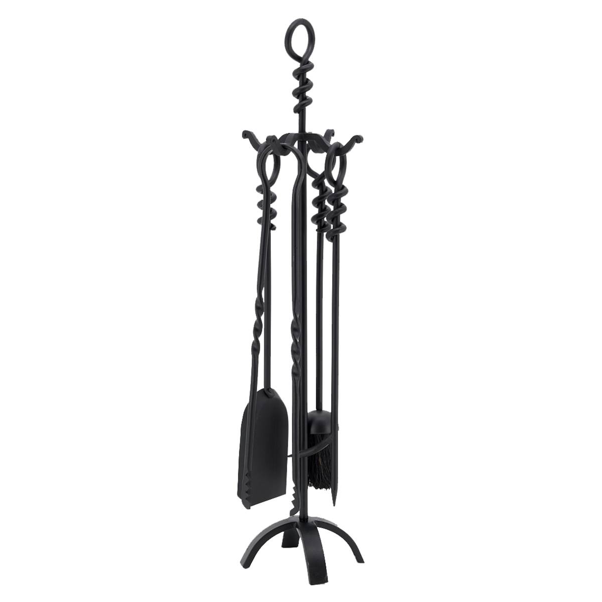 Aubry Gaspard - Valet de cheminée en fer forgé noir 4 accessoires - Imagen 1