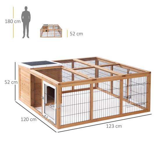 Enclos pour petits animaux en bois de sapin naturel 123 x 120 x 52 cm - PANGIVO - Image 3