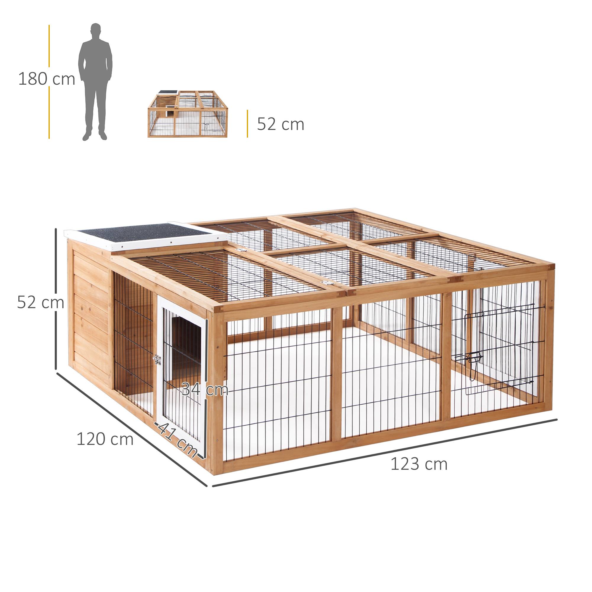 Enclos pour petits animaux en bois de sapin naturel 123 x 120 x 52 cm - PANGIVO - Image 3