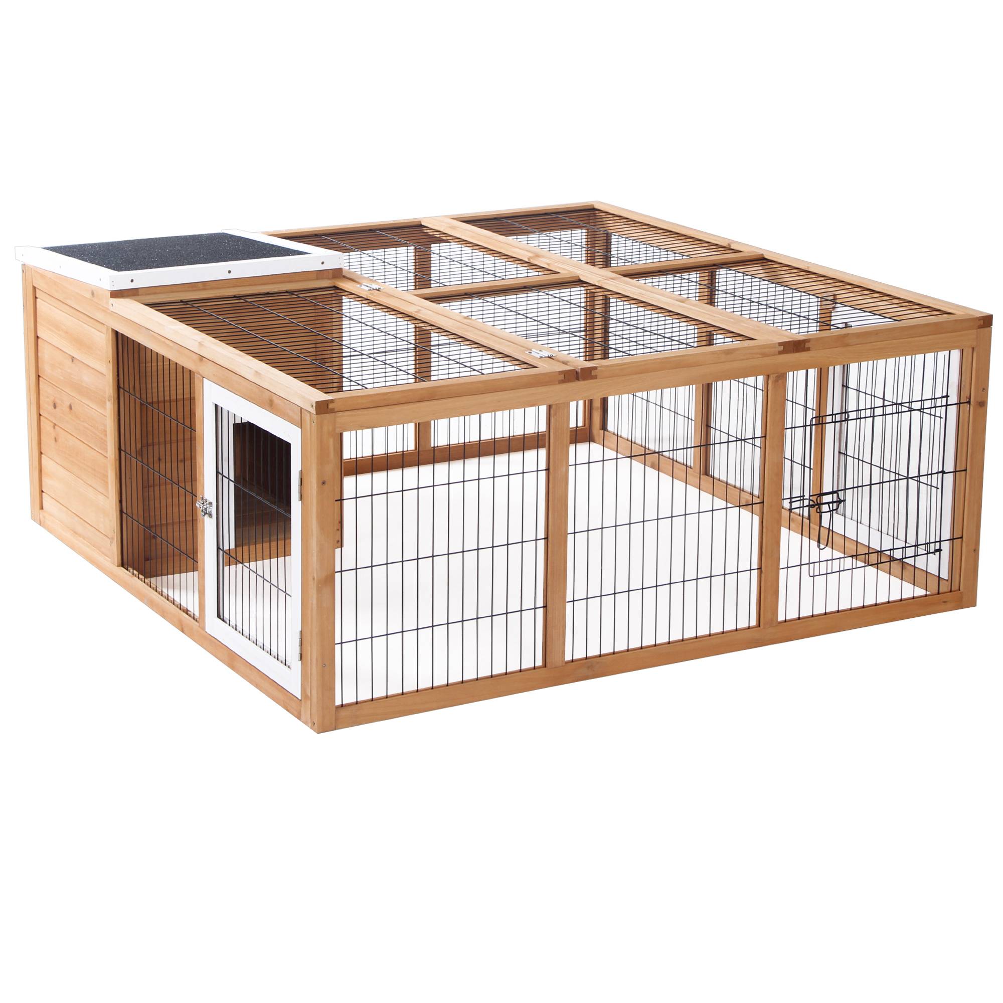 Enclos pour petits animaux en bois de sapin naturel 123 x 120 x 52 cm - PANGIVO - Image 1