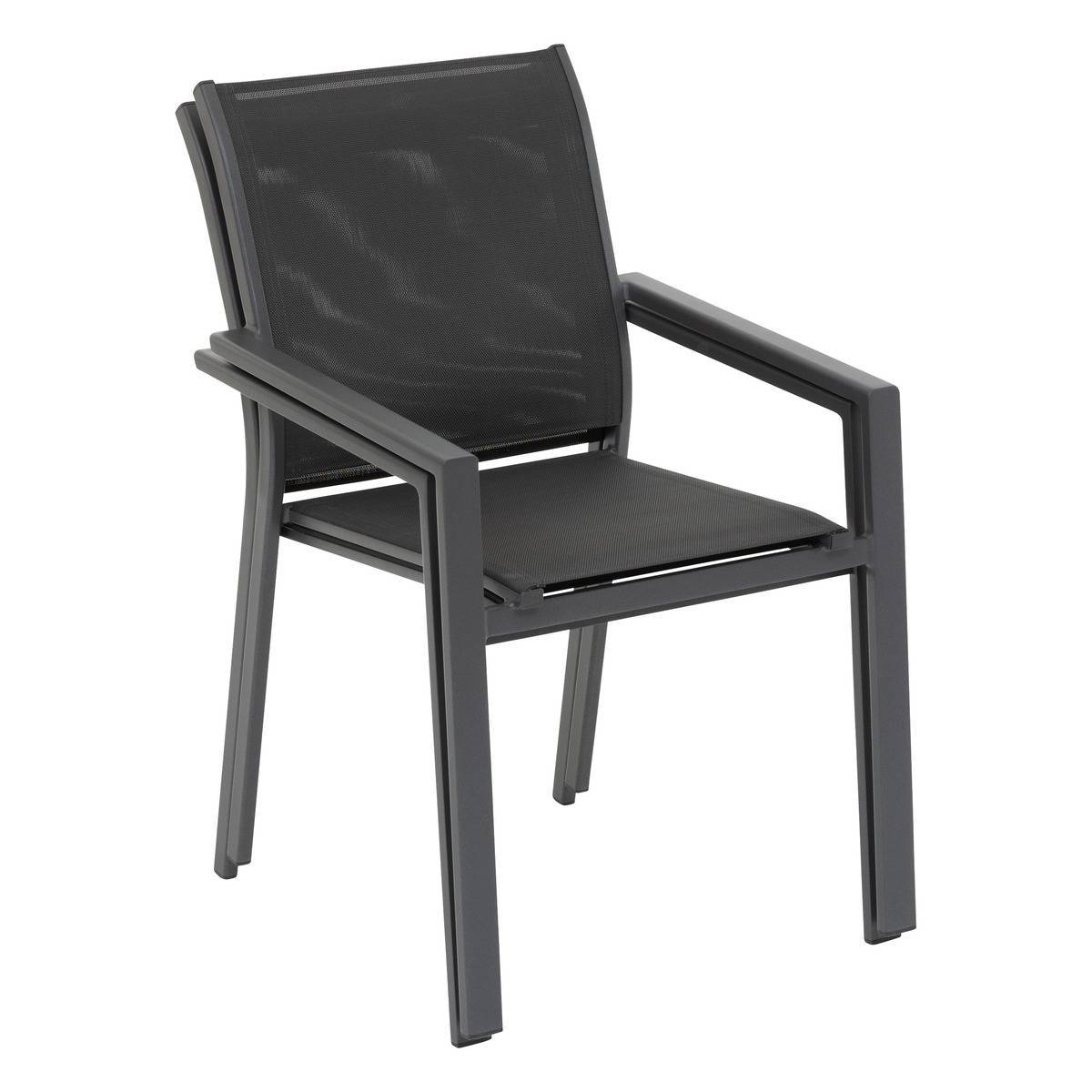 Hesperide - Fauteuil de jardin empilable "Essentia" anthracite & graphite en aluminium traité en epoxy - Hespéride - Imagen 3