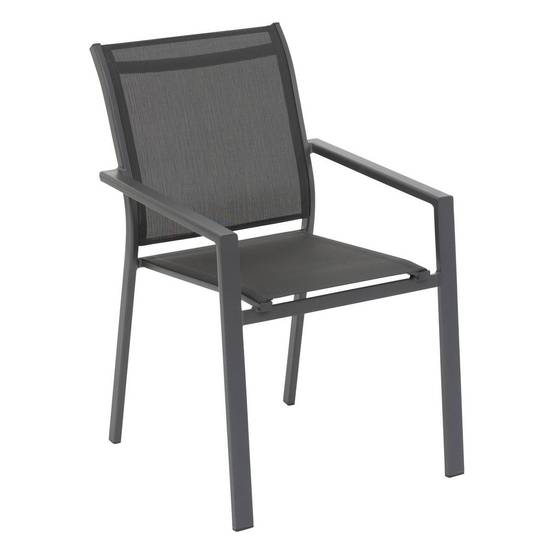 Hesperide - Fauteuil de jardin empilable "Essentia" anthracite & graphite en aluminium traité en epoxy Hespéride - Image 2