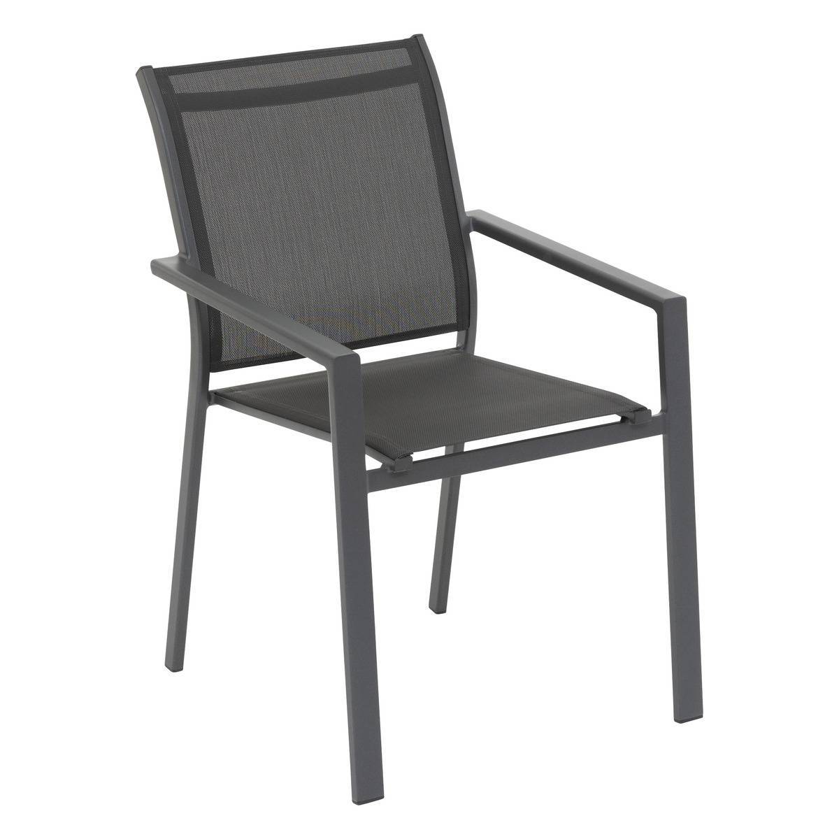 Hesperide - Fauteuil de jardin empilable "Essentia" anthracite & graphite en aluminium traité en epoxy Hespéride - Image 2