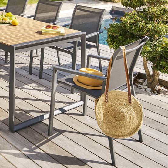 Hesperide - Fauteuil de jardin empilable "Essentia" anthracite & graphite en aluminium traité en epoxy Hespéride - Image 1