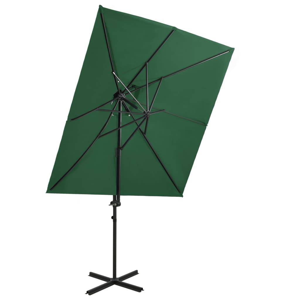 Helloshop26 - Parasol d'extérieur déporté à double toit 250 x 250 cm vert - Imagen 1