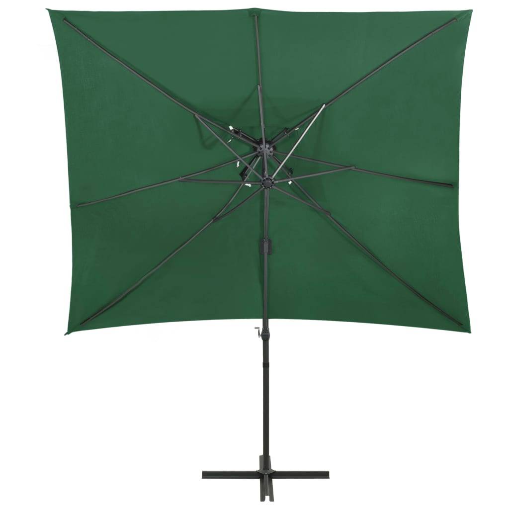 Helloshop26 - Parasol d'extérieur déporté à double toit 250 x 250 cm vert - Imagen 3