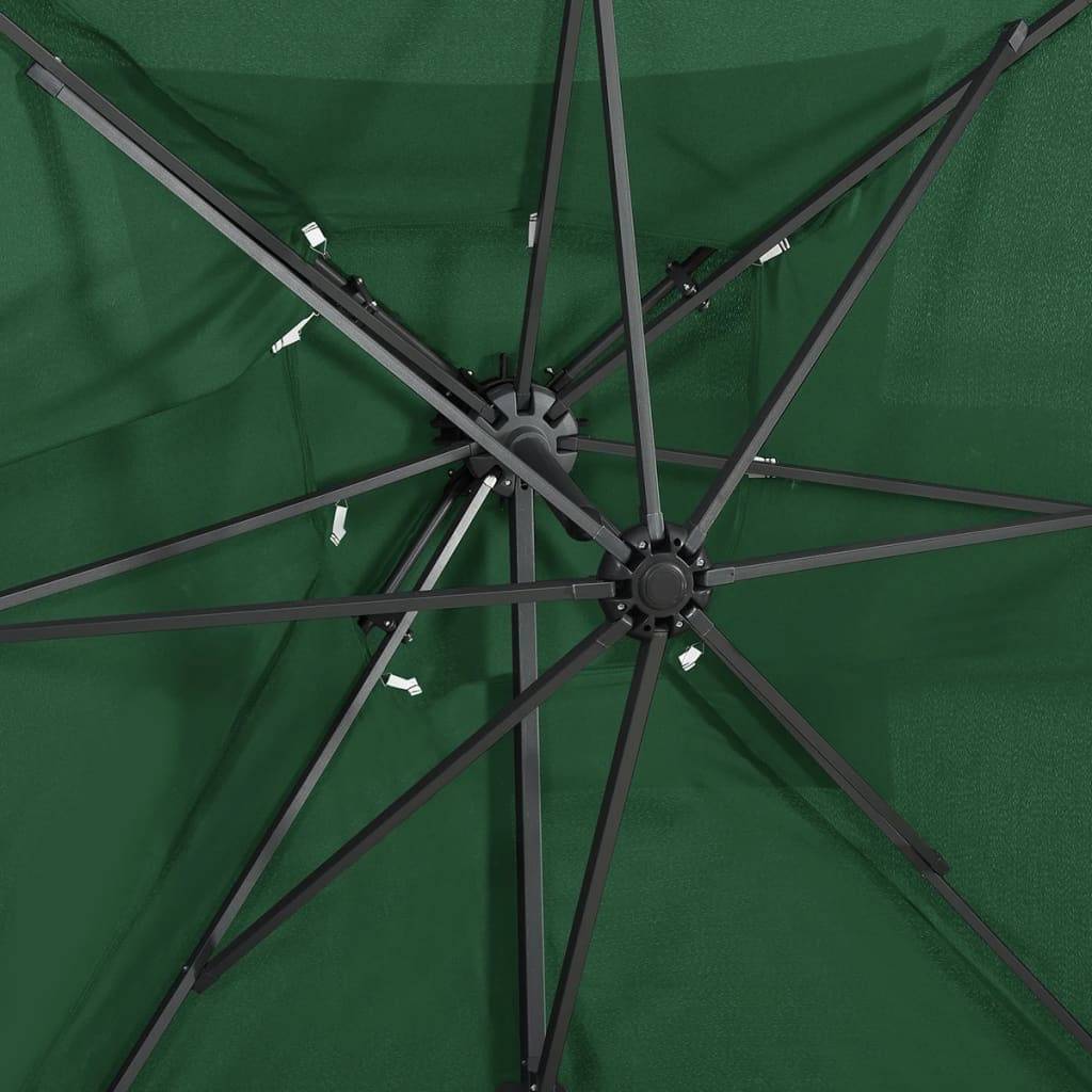 Helloshop26 - Parasol d'extérieur déporté à double toit 250 x 250 cm vert - Imagen 6