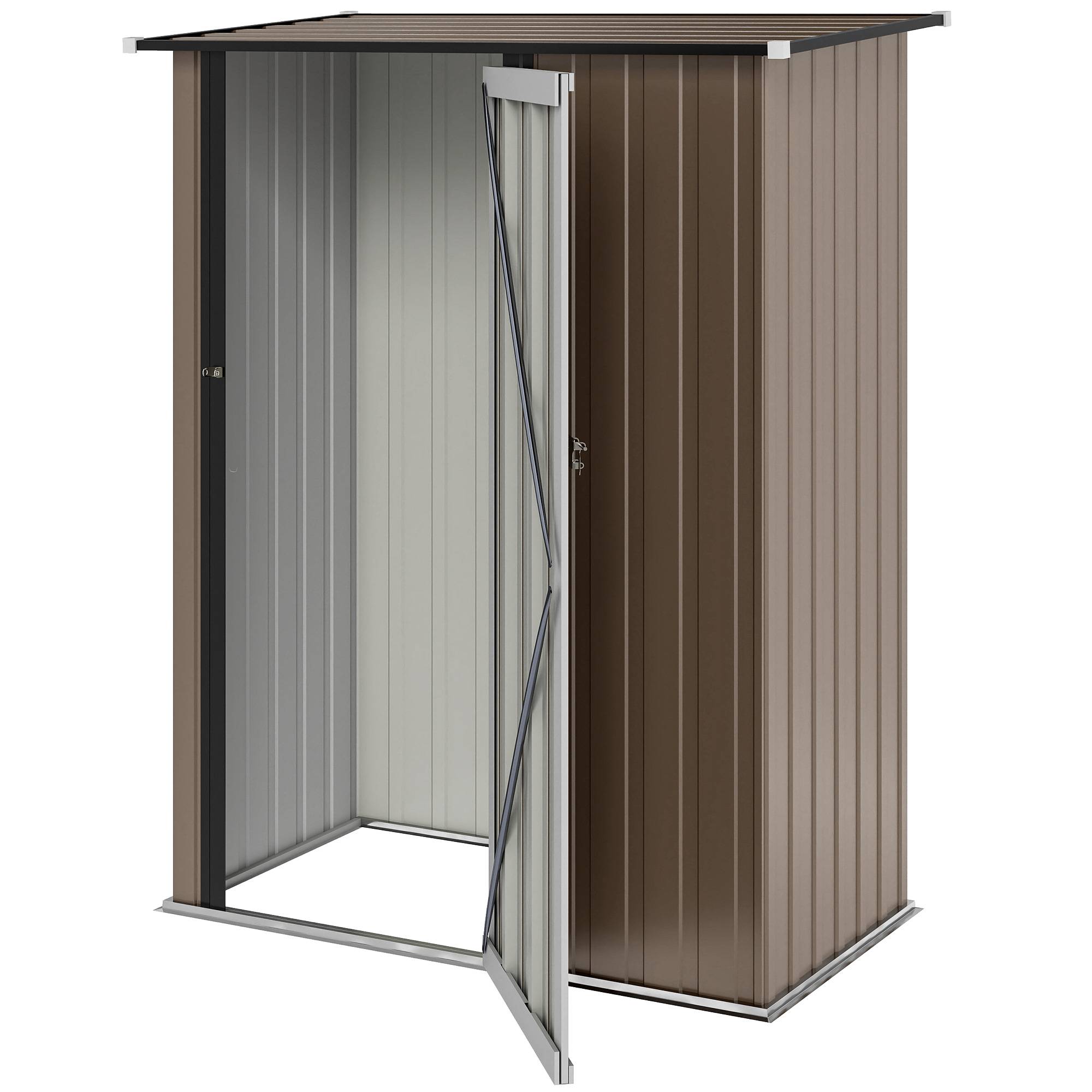 Abri 1,07m² toit incliné 142x86x189cm outillage porte verrouillable jardin acier brun - Image 2