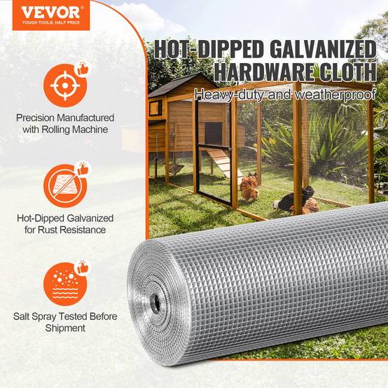 Vevor - VEVOR Grillage métallique soudé galvanisé 0.915x30.48m, maille 6.35x6.35mm, pour clôture/cage à lapins. - Image 2