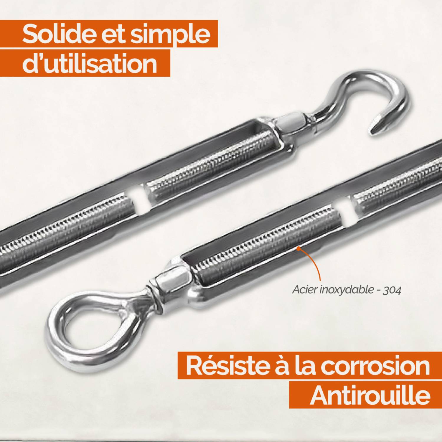 Linxor - Lot de 20 tendeurs de fil réglables en acier inoxydable - Crochet et oeillet - M6 - Linxor - Imagen 3